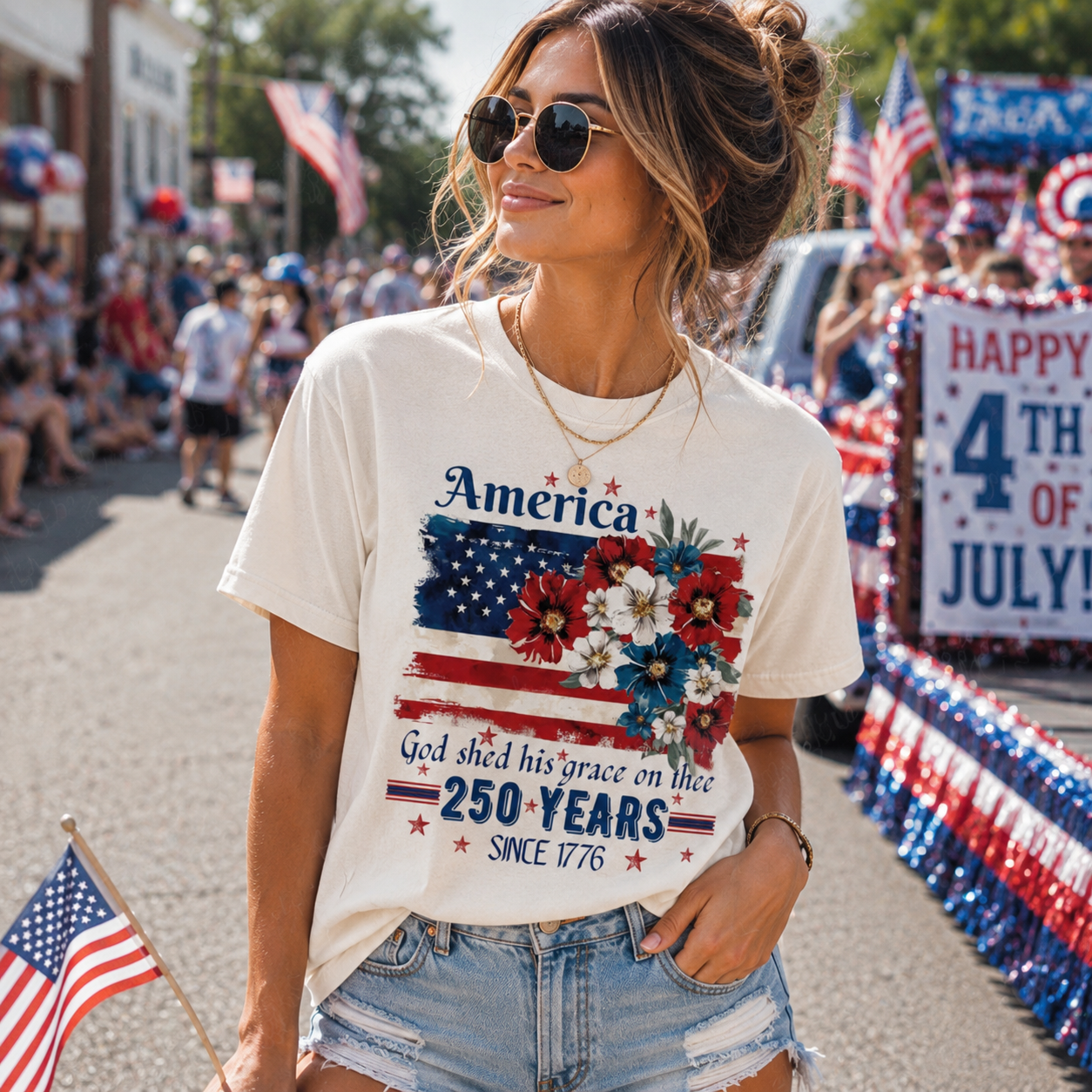America 250 Years Flag Floral Graphic Tshirt Celebrate 250th Anniversary Patriot Gifted Shirt 4th Of July Patriotism Gift Usa Cottagecore 1782287648738.png
