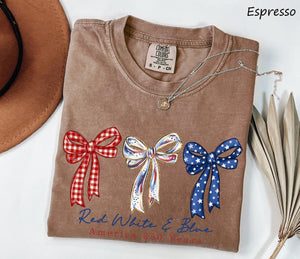 Comfort Colors Red White  Blue America 250th Anniversary Shirt Independence Day Shirt Patriotic Bow Shirt Coquette 4th Of July Gift 1782290623726.jpg