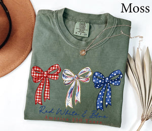 Comfort Colors Red White  Blue America 250th Anniversary Shirt Independence Day Shirt Patriotic Bow Shirt Coquette 4th Of July Gift 1782290623818.jpg