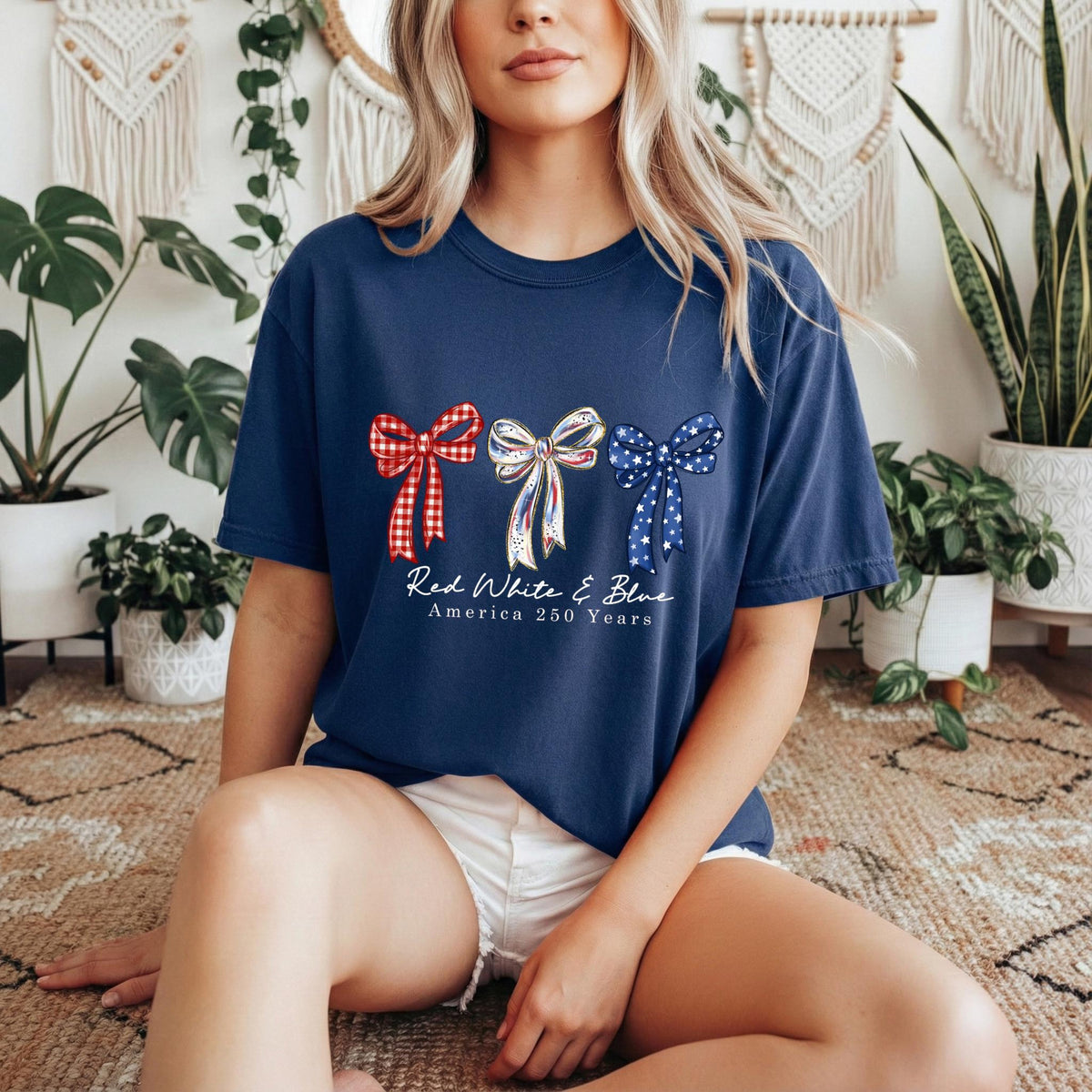 Comfort Colors Red White  Blue America 250th Anniversary Shirt Independence Day Shirt Patriotic Bow Shirt Coquette 4th Of July Gift 1782290624653.jpg