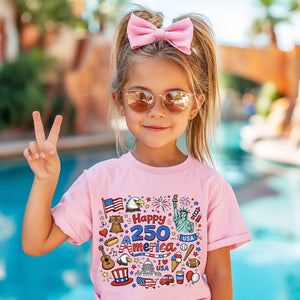 Happy 250 Years Kids T Shirt 1776 2026 Usa Anniversary Shirt Patriotic Doodle America Tee For Kids 1782355535794.jpg