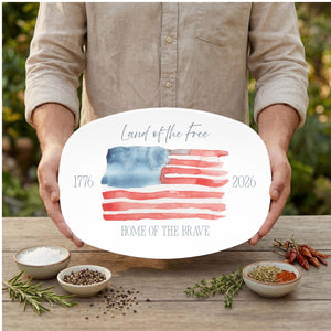 America 250th Anniversary Gift Platter Patriotic Serving Plate 4th Of July Decor Usa 250 Kitchen Decor Land Of The Free Home Of The Brave 1782356147055.jpg