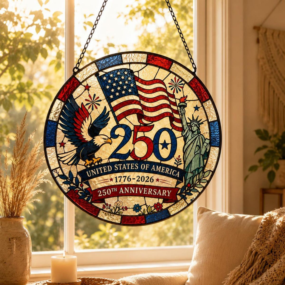 Usa 250th Anniversary Stained Glass Suncatcher Patriotic Eagle Flag Window Hanging 1782463441490.jpg