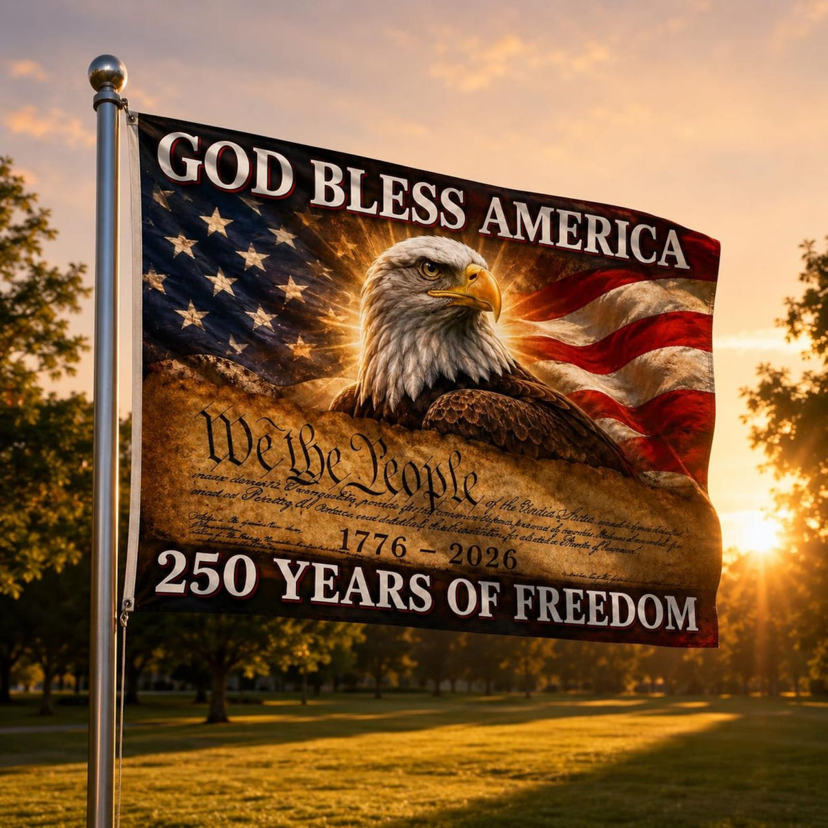 250th Anniversary God Bless America Flag Patriotic Eagle Yard Banner We The People House Flag 1782463846497.jpg