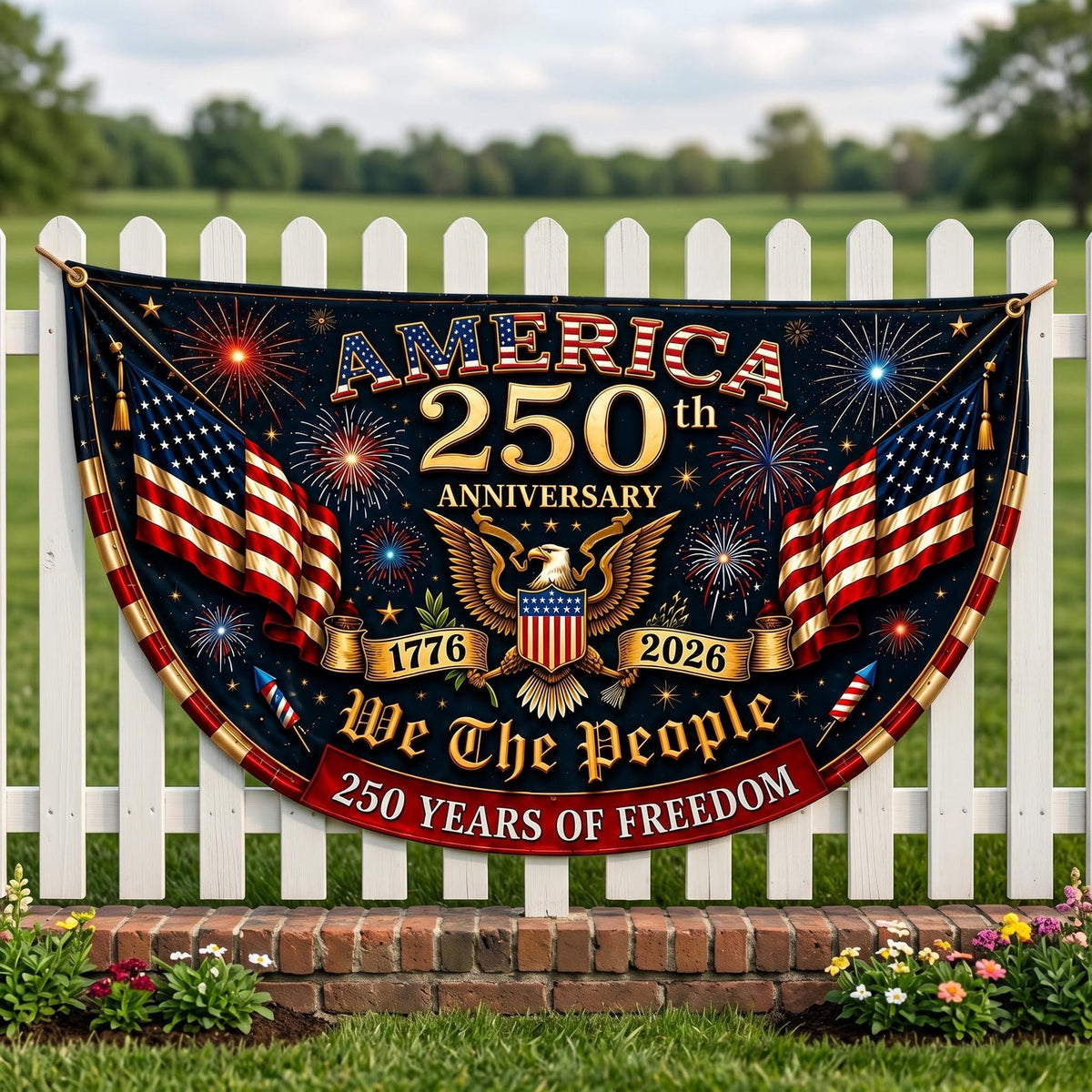 America 1776 2026 Semicircle Fence Flag Usa 250th Anniversary Patriotic Bunting Banner Freedom Porch Decor 4th Of July Gift Veteran Gift 1782531010338.jpg