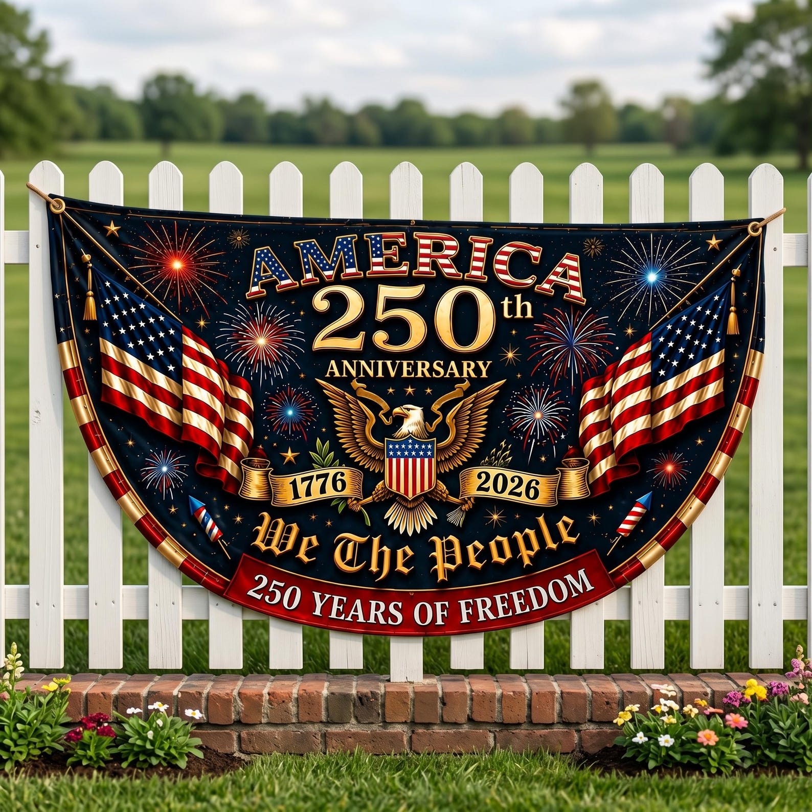 America 1776 2026 Semicircle Fence Flag Usa 250th Anniversary Patriotic Bunting Banner Freedom Porch Decor 4th Of July Gift Veteran Gift 1782531010338.jpg