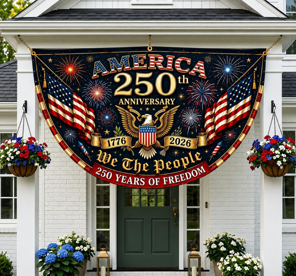 America 1776 2026 Semicircle Fence Flag Usa 250th Anniversary Patriotic Bunting Banner Freedom Porch Decor 4th Of July Gift Veteran Gift 1782531010387.jpg