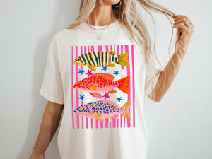 Comfort Colors Fish Shirt   Summer Boho Tee   Coastal Beach T Shirt   Tropical Bright Color Fish Tshirt   Retro Graphic Ocean Life Tee 1782534877946.jpg