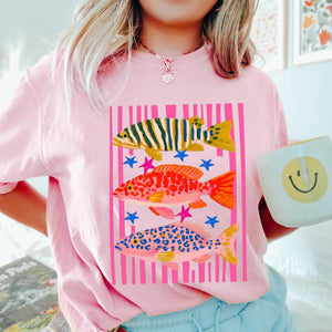 Comfort Colors Fish Shirt   Summer Boho Tee   Coastal Beach T Shirt   Tropical Bright Color Fish Tshirt   Retro Graphic Ocean Life Tee 1782534878244.jpg