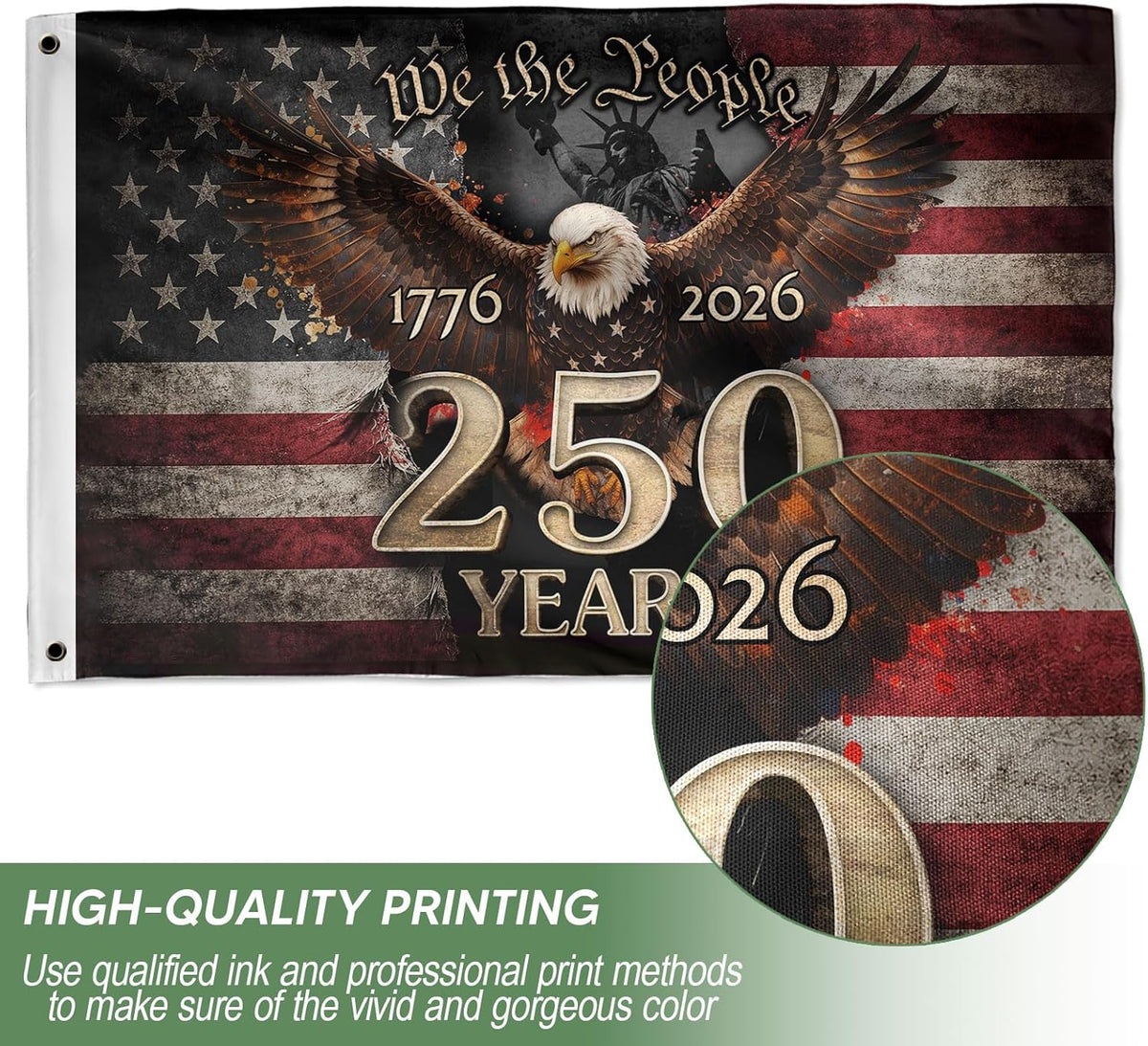 250 Anniversary Usa Flag  Front And Back Print American 250th Anniversary Patriotic Design 1776 2026 Commemorative Flag Eagle  Liberty Flag Decor 1782535802367.jpg