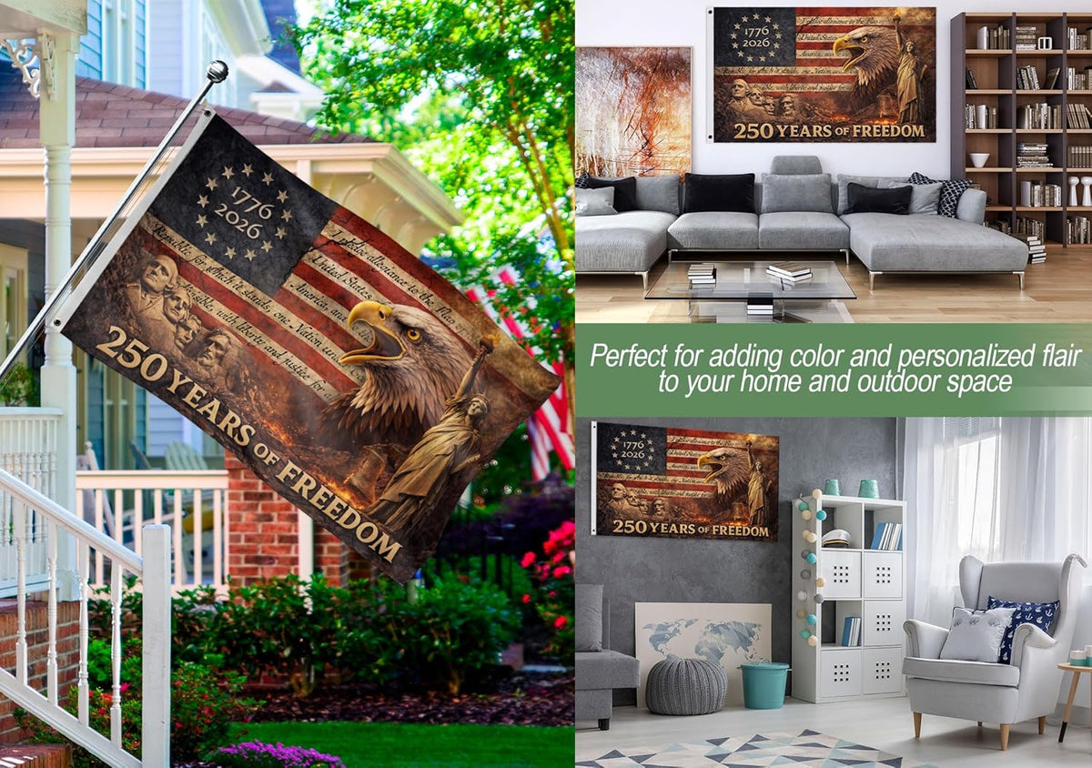 250 Years Of Freedom Flag  250th Anniversary Banner 250 Anniversary Usa Flag With Brass Grommets American Flags With Eagle Front  Back Printed Patriotic Flags Decor House 1782535980624.jpg