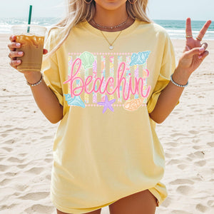 Comfort Colors Beachin Shirt   Beach Vibes Shirt   Boho Summer Tee   Beach Coastal Trending Stripes Cute Summer Graphic T Shirt 1782876076911.jpg