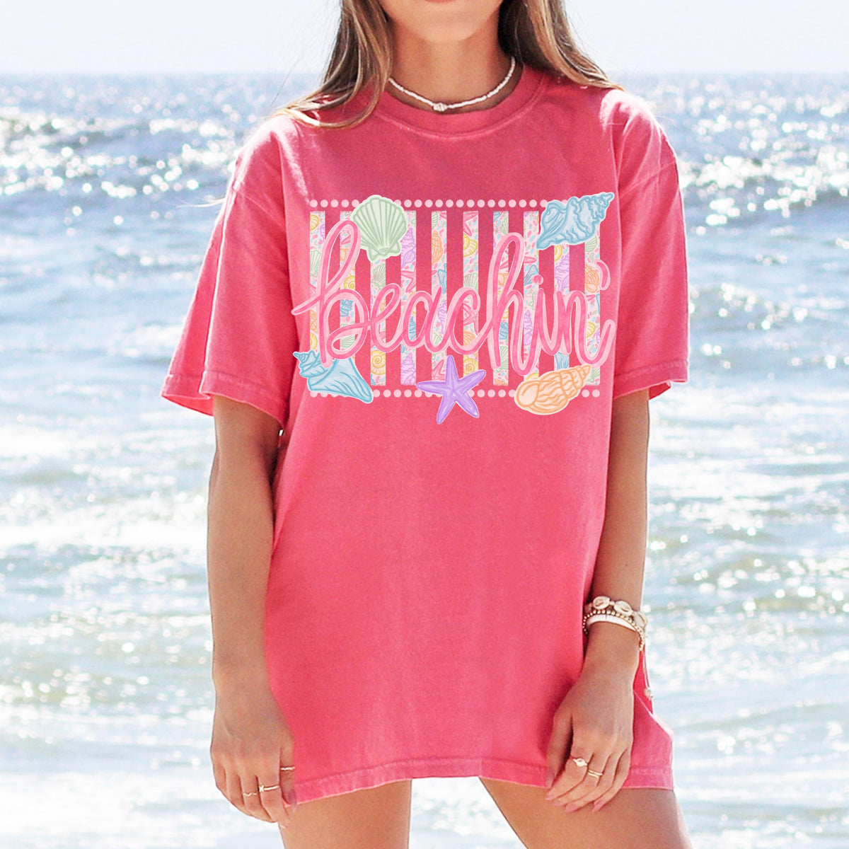 Comfort Colors Beachin Shirt   Beach Vibes Shirt   Boho Summer Tee   Beach Coastal Trending Stripes Cute Summer Graphic T Shirt 1782876077097.jpg