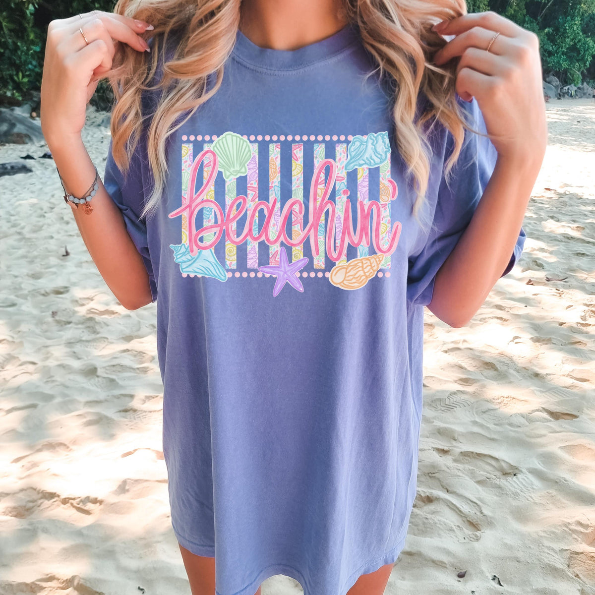 Comfort Colors Beachin Shirt   Beach Vibes Shirt   Boho Summer Tee   Beach Coastal Trending Stripes Cute Summer Graphic T Shirt 1782876078226.jpg