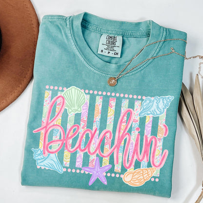 Comfort Colors Beachin Shirt   Beach Vibes Shirt   Boho Summer Tee   Beach Coastal Trending Stripes Cute Summer Graphic T Shirt 1782876078273.jpg