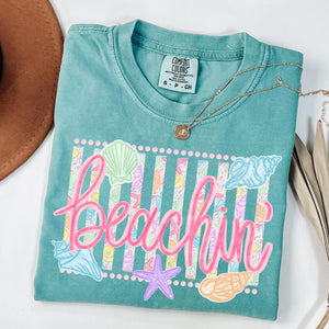 Comfort Colors Beachin Shirt   Beach Vibes Shirt   Boho Summer Tee   Beach Coastal Trending Stripes Cute Summer Graphic T Shirt 1782876078273.jpg