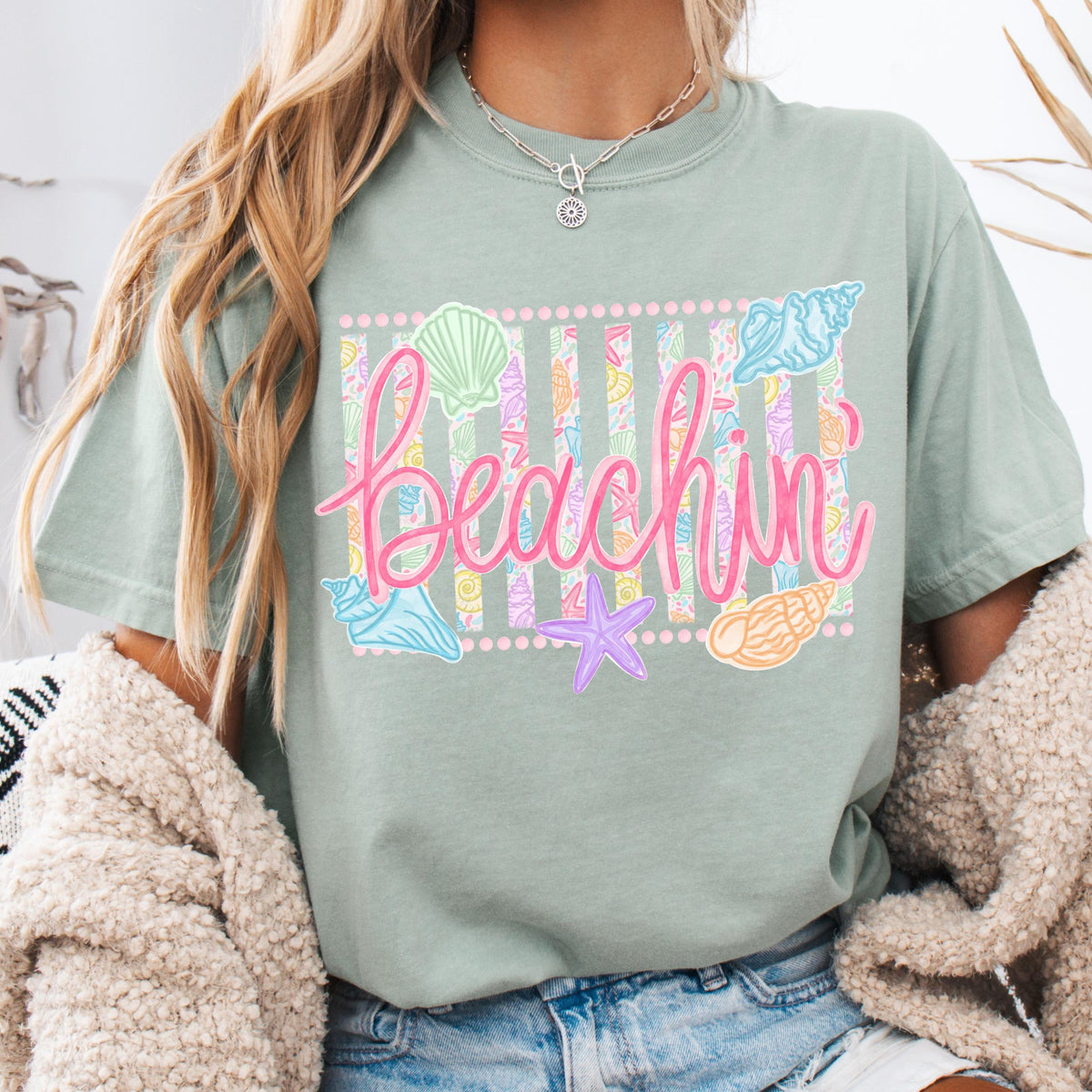 Comfort Colors Beachin Shirt   Beach Vibes Shirt   Boho Summer Tee   Beach Coastal Trending Stripes Cute Summer Graphic T Shirt 1782876078458.jpg