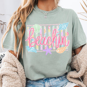 Comfort Colors Beachin Shirt   Beach Vibes Shirt   Boho Summer Tee   Beach Coastal Trending Stripes Cute Summer Graphic T Shirt 1782876078458.jpg