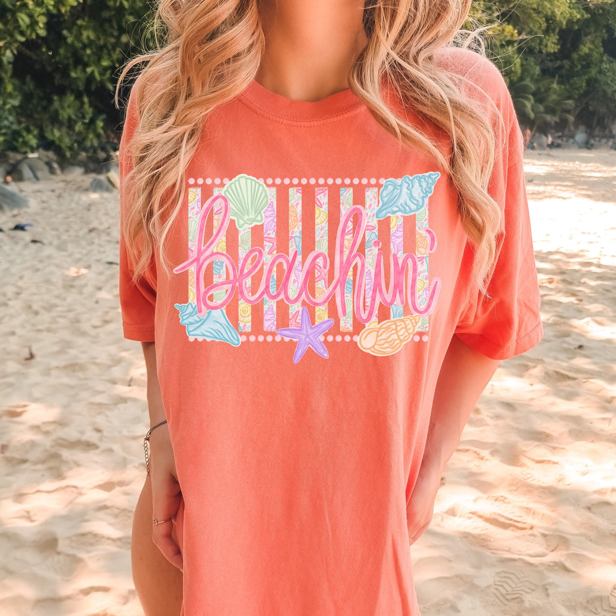 Comfort Colors Beachin Shirt   Beach Vibes Shirt   Boho Summer Tee   Beach Coastal Trending Stripes Cute Summer Graphic T Shirt 1782876078752.jpg