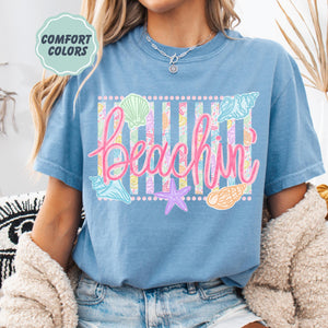 Comfort Colors Beachin Shirt   Beach Vibes Shirt   Boho Summer Tee   Beach Coastal Trending Stripes Cute Summer Graphic T Shirt 1782876078832.jpg