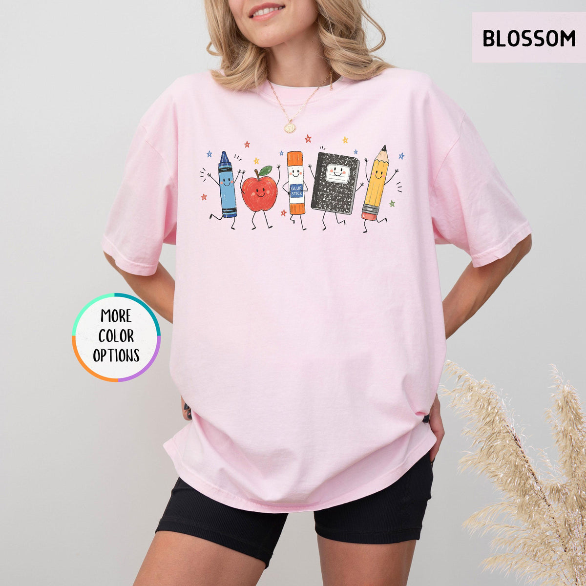 Comfort Colors Funny Teacher Life Shirt Back To School Gift Preschool Teacher School Supplies T Shirt Crayon Apple Pencil Notebook Shirt 1782878514217.jpg