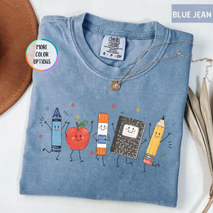 Comfort Colors Funny Teacher Life Shirt Back To School Gift Preschool Teacher School Supplies T Shirt Crayon Apple Pencil Notebook Shirt 1782878514295.jpg