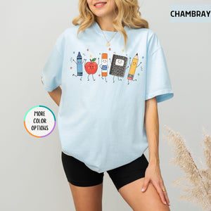 Comfort Colors Funny Teacher Life Shirt Back To School Gift Preschool Teacher School Supplies T Shirt Crayon Apple Pencil Notebook Shirt 1782878514399.jpg