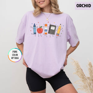 Comfort Colors Funny Teacher Life Shirt Back To School Gift Preschool Teacher School Supplies T Shirt Crayon Apple Pencil Notebook Shirt 1782878514632.jpg