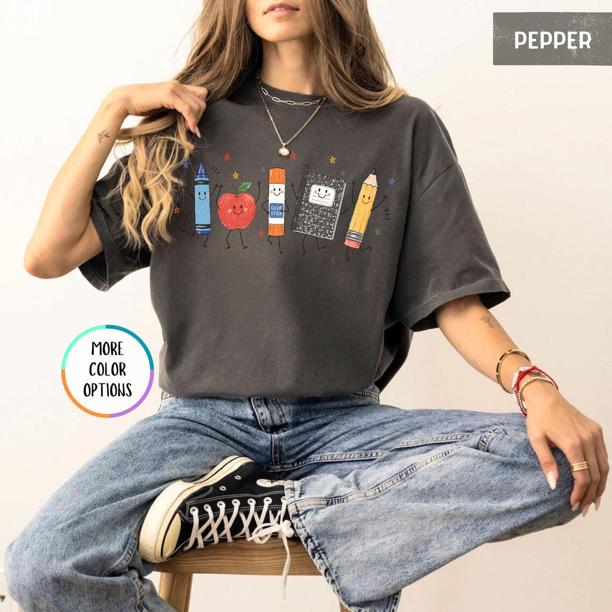 Comfort Colors Funny Teacher Life Shirt Back To School Gift Preschool Teacher School Supplies T Shirt Crayon Apple Pencil Notebook Shirt 1782878514882.jpg