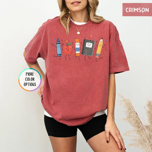 Comfort Colors Funny Teacher Life Shirt Back To School Gift Preschool Teacher School Supplies T Shirt Crayon Apple Pencil Notebook Shirt 1782878515182.jpg