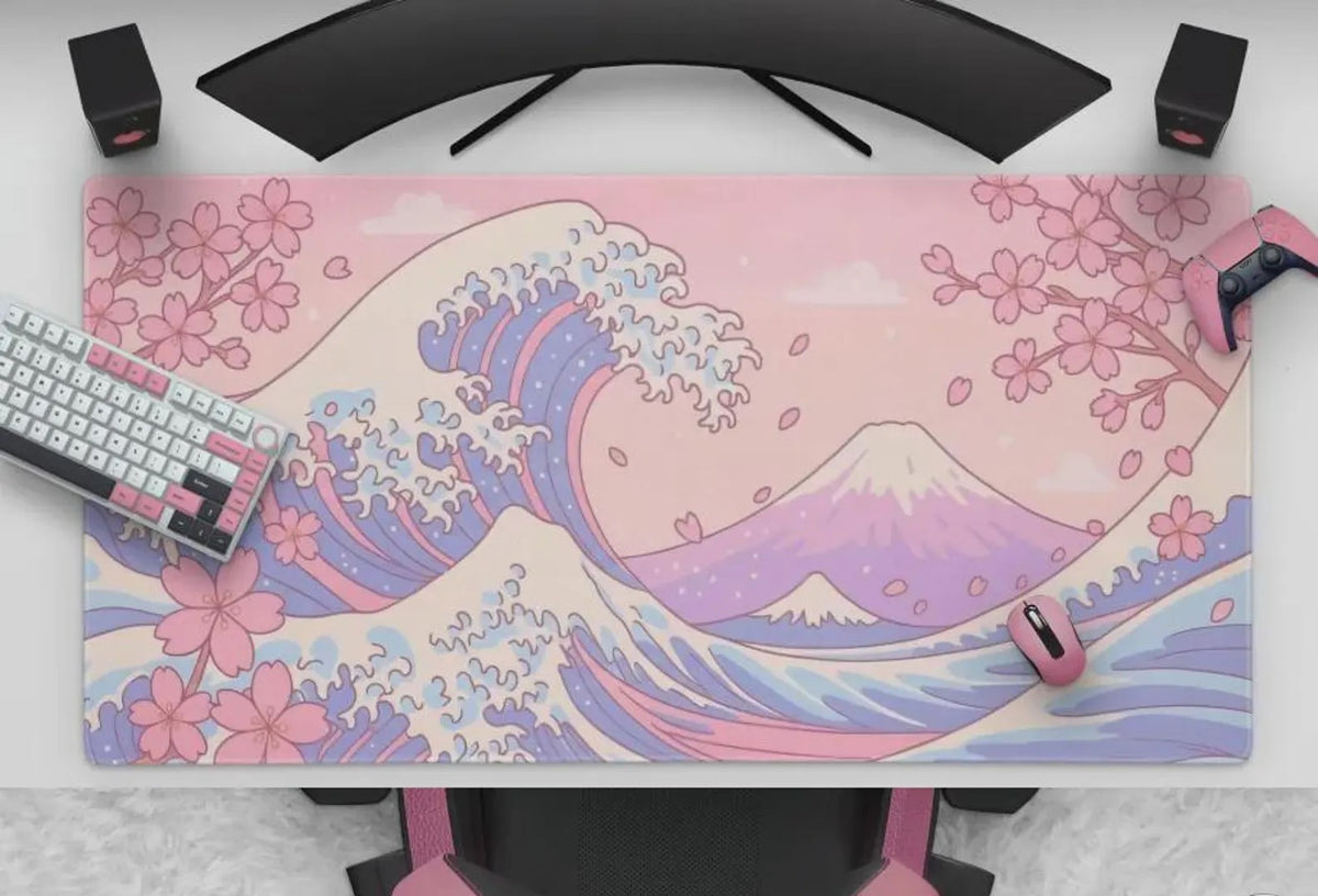 Kawaii Cherry Blossom Great Wave Leather Desk Mat Cute Pastel Pink  Blue Sakura Desk Mat Large Anime Mat For Gaming And Office 1782893354460.jpg