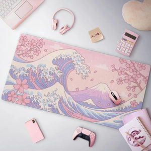Kawaii Cherry Blossom Great Wave Leather Desk Mat Cute Pastel Pink  Blue Sakura Desk Mat Large Anime Mat For Gaming And Office 1782893354560.jpg