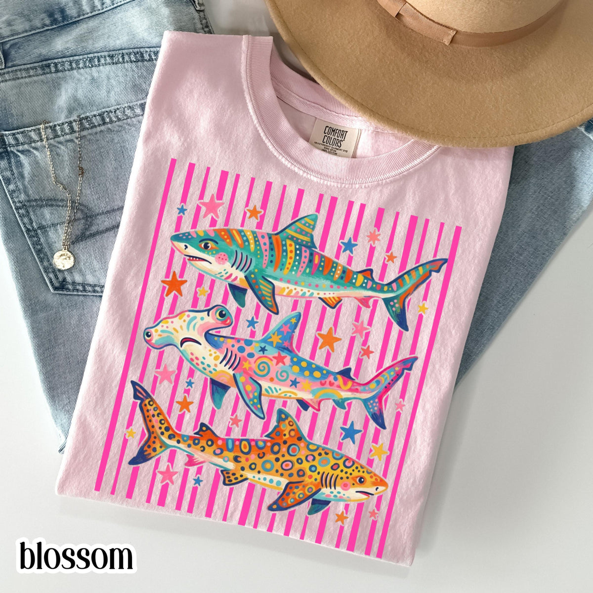 Comfort Colors Shark Shirt Aesthetic Tropical Ocean Graphic Tee Bright Marine Life Coastal Tshirt Summer Beach Shark Week Lover T Shirt 1782959805720.jpg