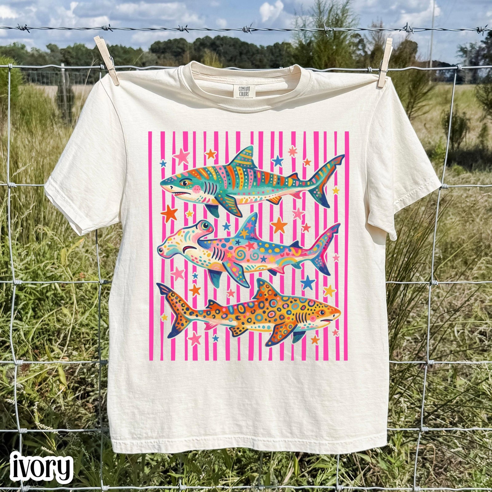 Comfort Colors Shark Shirt Aesthetic Tropical Ocean Graphic Tee Bright Marine Life Coastal Tshirt Summer Beach Shark Week Lover T Shirt 1782959806154.jpg