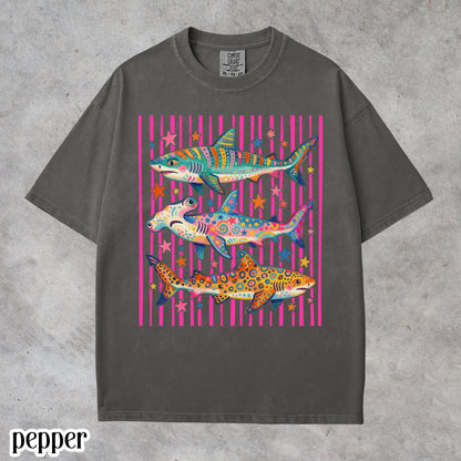 Comfort Colors Shark Shirt Aesthetic Tropical Ocean Graphic Tee Bright Marine Life Coastal Tshirt Summer Beach Shark Week Lover T Shirt 1782959806454.jpg