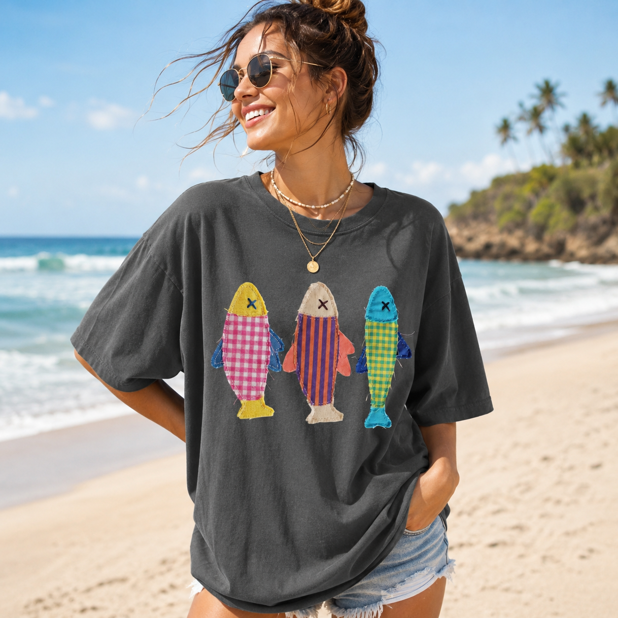 Comfort Colors Summer Fish Shirt Patchwork Quilted Print Fish Tee Sardine Beach Shirt Vintage Tee Cool Womens Shirt Summer Shirt 1782967298416.png