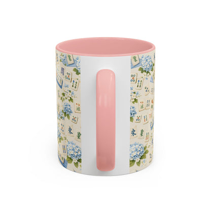 Mahjong Tile Coffee Mug Pink Floral Hydrangea  Mahjong Mom Gift  Coastal Grandmillennial Mahjong Lover Cup  Game Night Coffee Mug 1782986334425.jpg