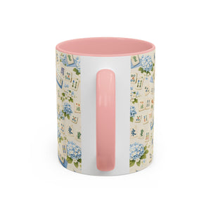 Mahjong Tile Coffee Mug Pink Floral Hydrangea  Mahjong Mom Gift  Coastal Grandmillennial Mahjong Lover Cup  Game Night Coffee Mug 1782986334425.jpg