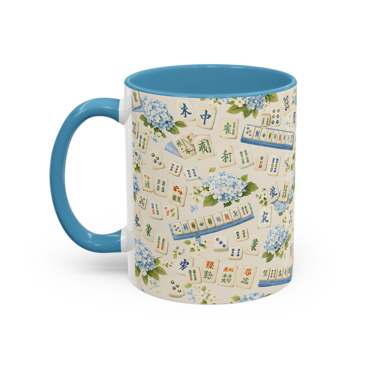 Mahjong Tile Coffee Mug Pink Floral Hydrangea  Mahjong Mom Gift  Coastal Grandmillennial Mahjong Lover Cup  Game Night Coffee Mug 1782986334752.jpg