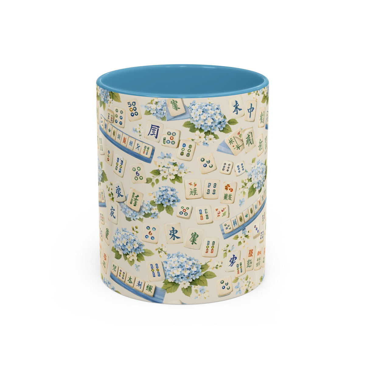 Mahjong Tile Coffee Mug Pink Floral Hydrangea  Mahjong Mom Gift  Coastal Grandmillennial Mahjong Lover Cup  Game Night Coffee Mug 1782986334810.jpg