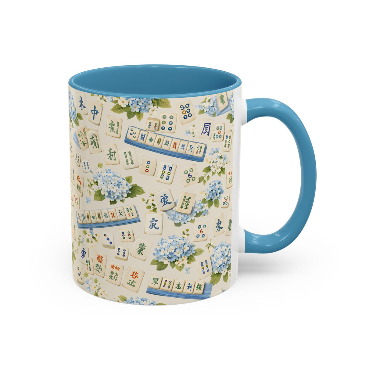 Mahjong Tile Coffee Mug Pink Floral Hydrangea  Mahjong Mom Gift  Coastal Grandmillennial Mahjong Lover Cup  Game Night Coffee Mug 1782986334918.jpg