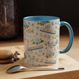 Mahjong Tile Coffee Mug Pink Floral Hydrangea  Mahjong Mom Gift  Coastal Grandmillennial Mahjong Lover Cup  Game Night Coffee Mug 1782986334966.jpg