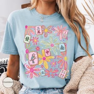 Floral Mahjong Shirt Boho Spring Tile Tee Hidden Crack Dot Bam Shirt Daisy Mahjong Tee Mahjong Ladies Gift Girls Game Night Shirt 1783046588410.png