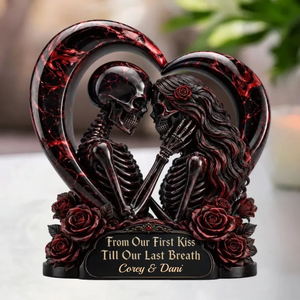 Unconditional Dark Love Gothic Skeleton Acrylic Plaque - Personalized Halloween Decor, Anniversary Wedding Gifts For Husband And Wife, Him And Her