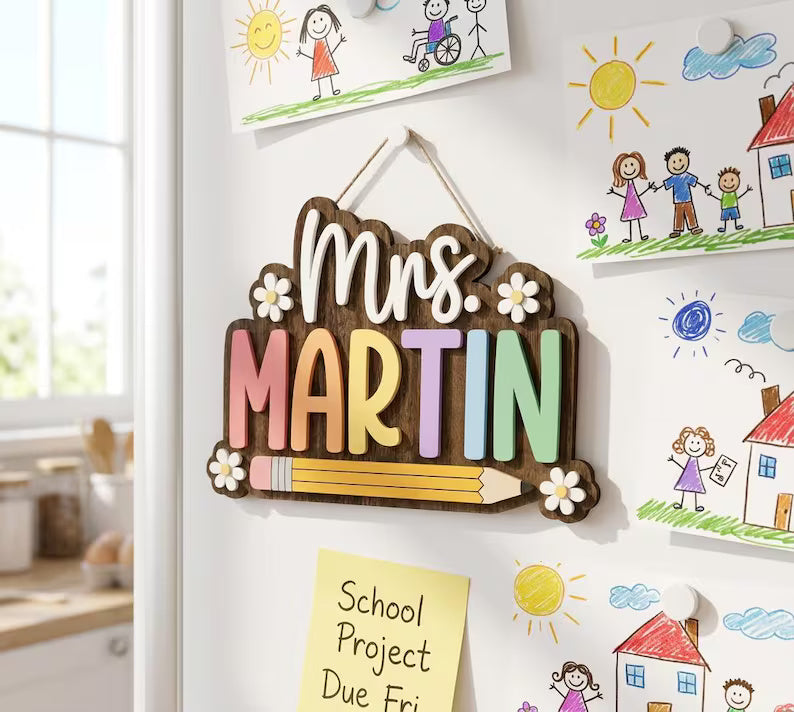 Personalized Teacher Wooden Door Sign, Custom Classroom Name Plaque, Pencil School Decor, Teacher Appreciation Gift 1799c8cf-d18c-48bc-81f0-0993aef2de66-SDFSWAWQ-3-.jpg