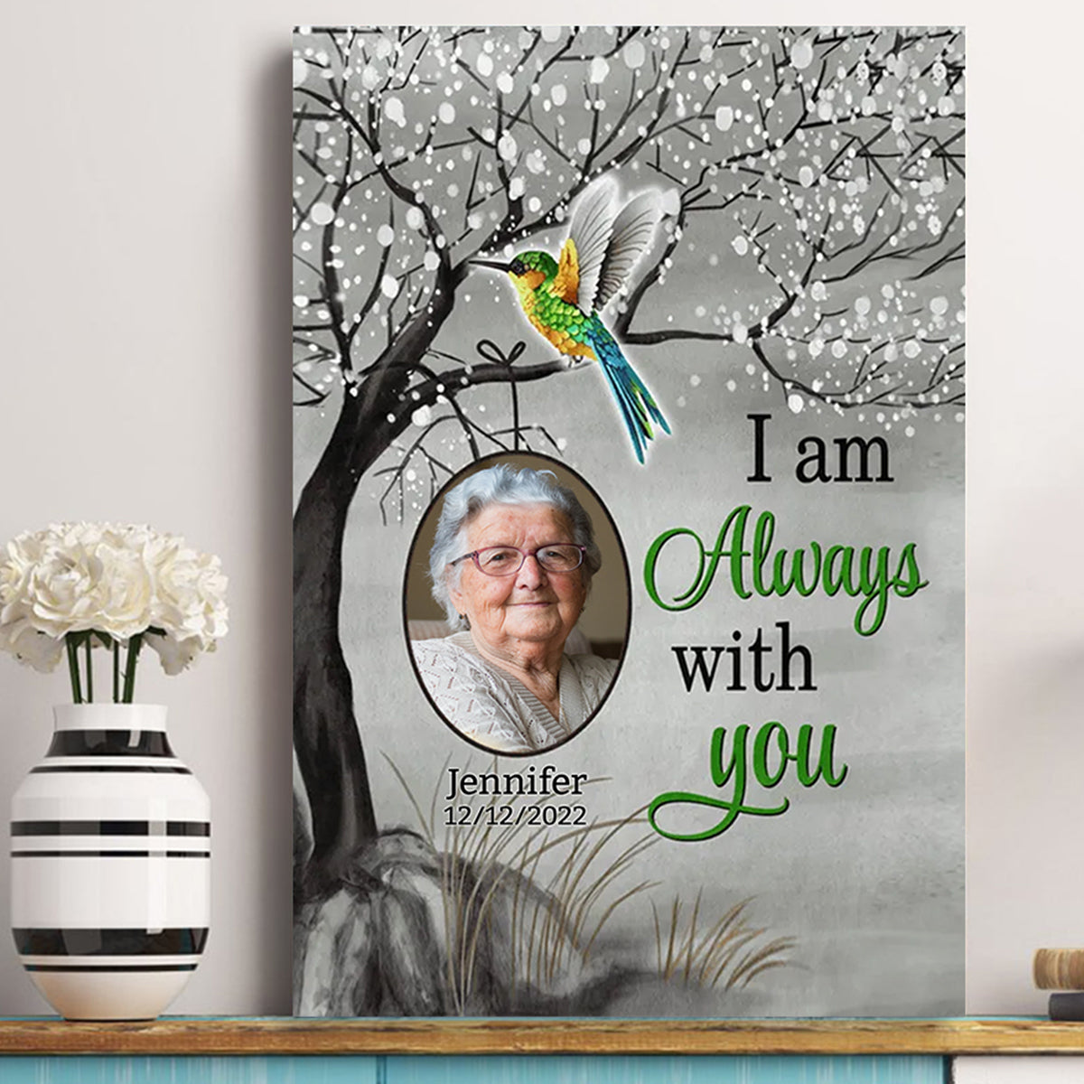 Humming Bird Always With You - Personalized Canvas - Memorial Gift