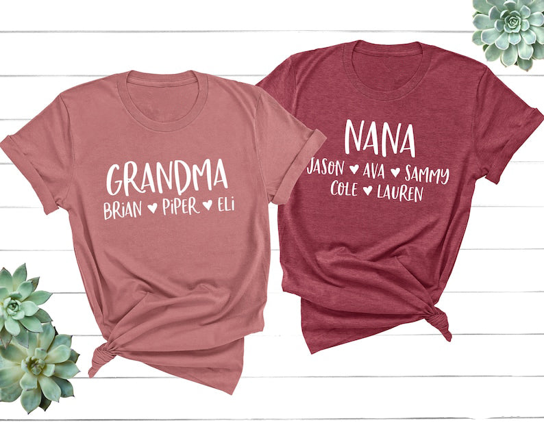 Personalized Grandma Shirt, Nana Shirt, Personalized Grandma Gift With Kid's Names