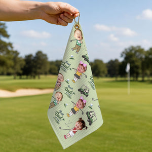 Personalized Baby Photo Golf Towel for Dad, Kids Photo Golf Towel, Best Dad By Par Towel, Fathers Day Gift For Husband, Golf Dad Gift