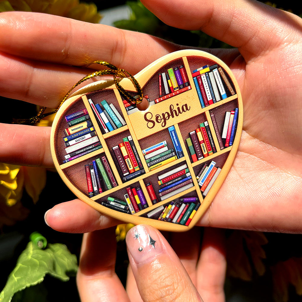 Bookshelves - Heart Book Lovers Custom Name, Personalized Ornament, Christmas Gifts For Book Lovers