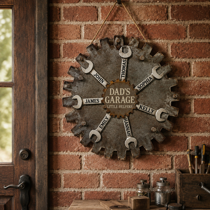 Custom Garage Sign For Fathers Day Gift For Dad, Grandkids Name Sign For Grandpa Gift, Family Gift for Grandpa, Personalized Workshop Sign